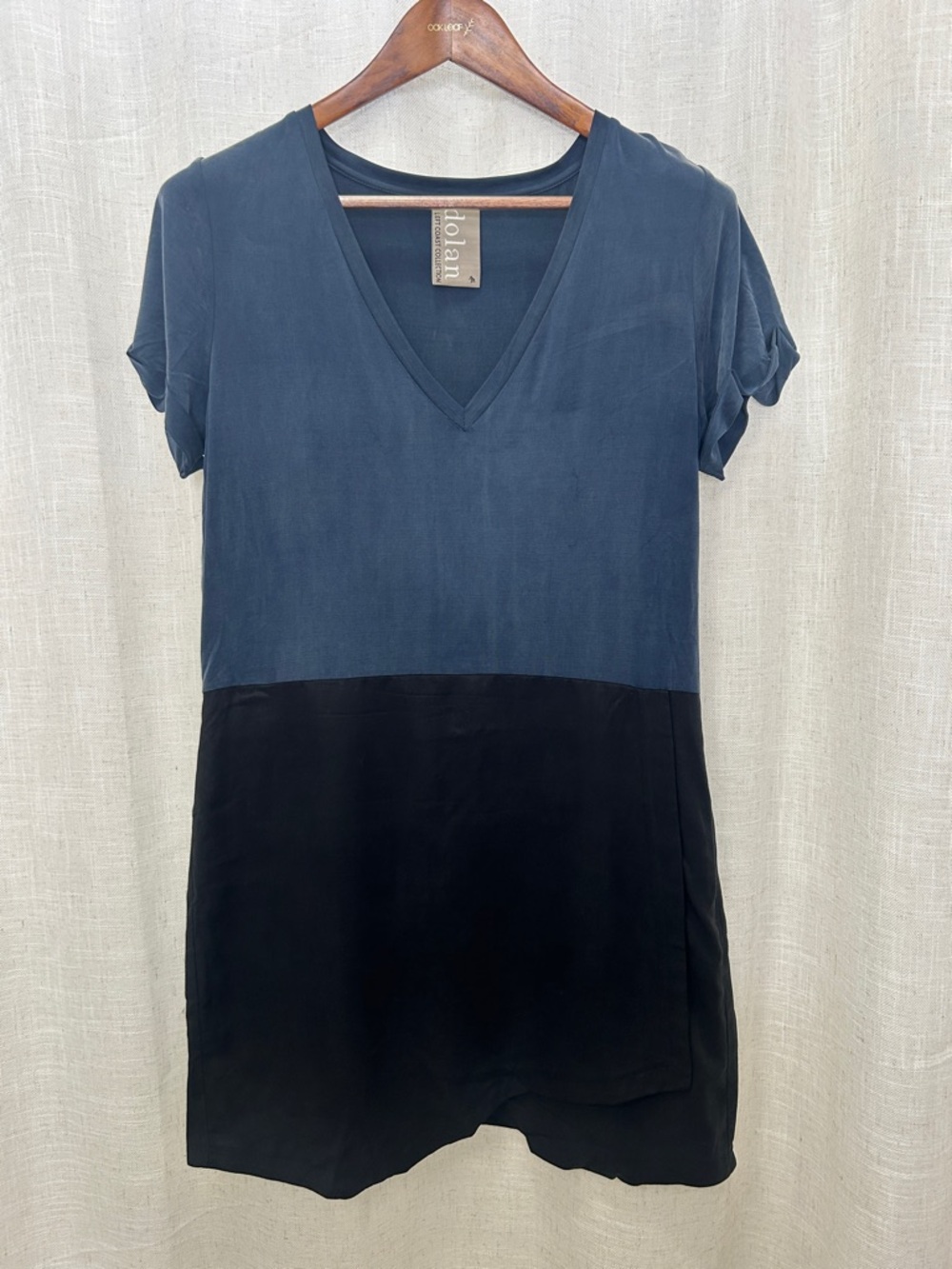 Dolan Left Coast Collection V-Neck Colorblock Dress - Slate Blue & Black